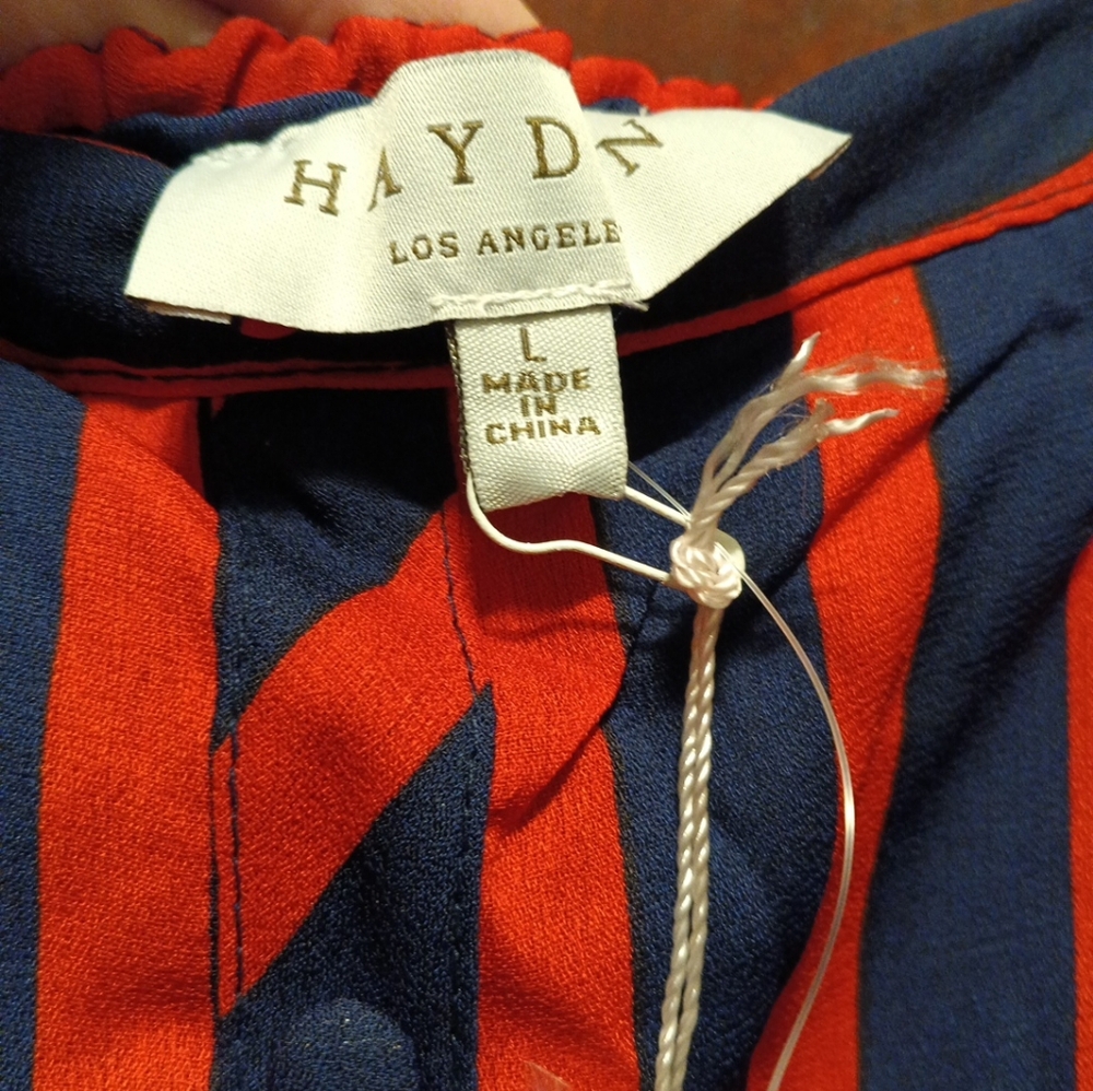 Hayden Los Angeles NWT Woman's Navy And Red High Low Sundress Size Large - Picture 4 of 5